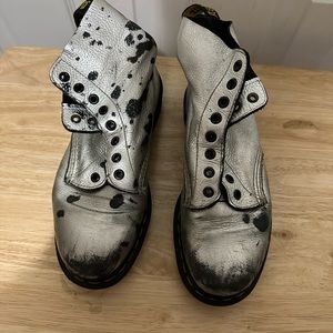 Distressed Silver Doc Martens